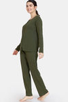Zivame Cozy Ribbed 2 Top & 1 Bottom Loungewear Set - Leaf Clover — thumbnail 8